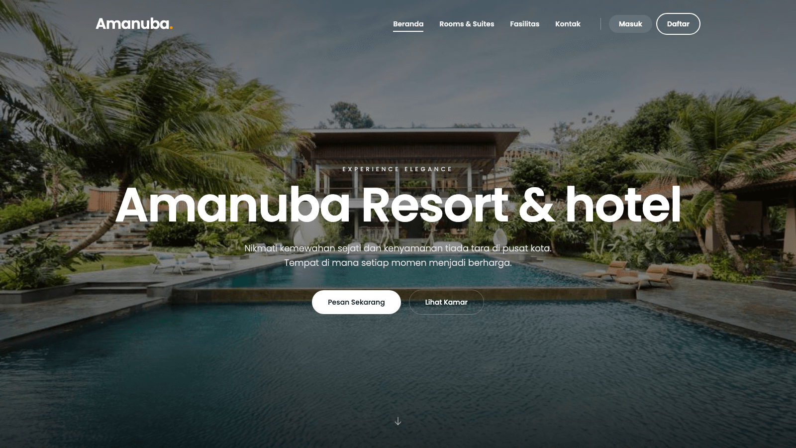 Tampilan website Amanuba