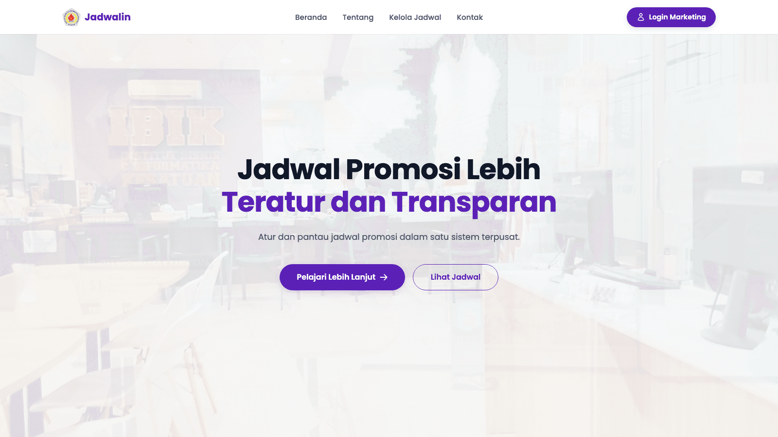Tampilan aplikasi Jadwalin