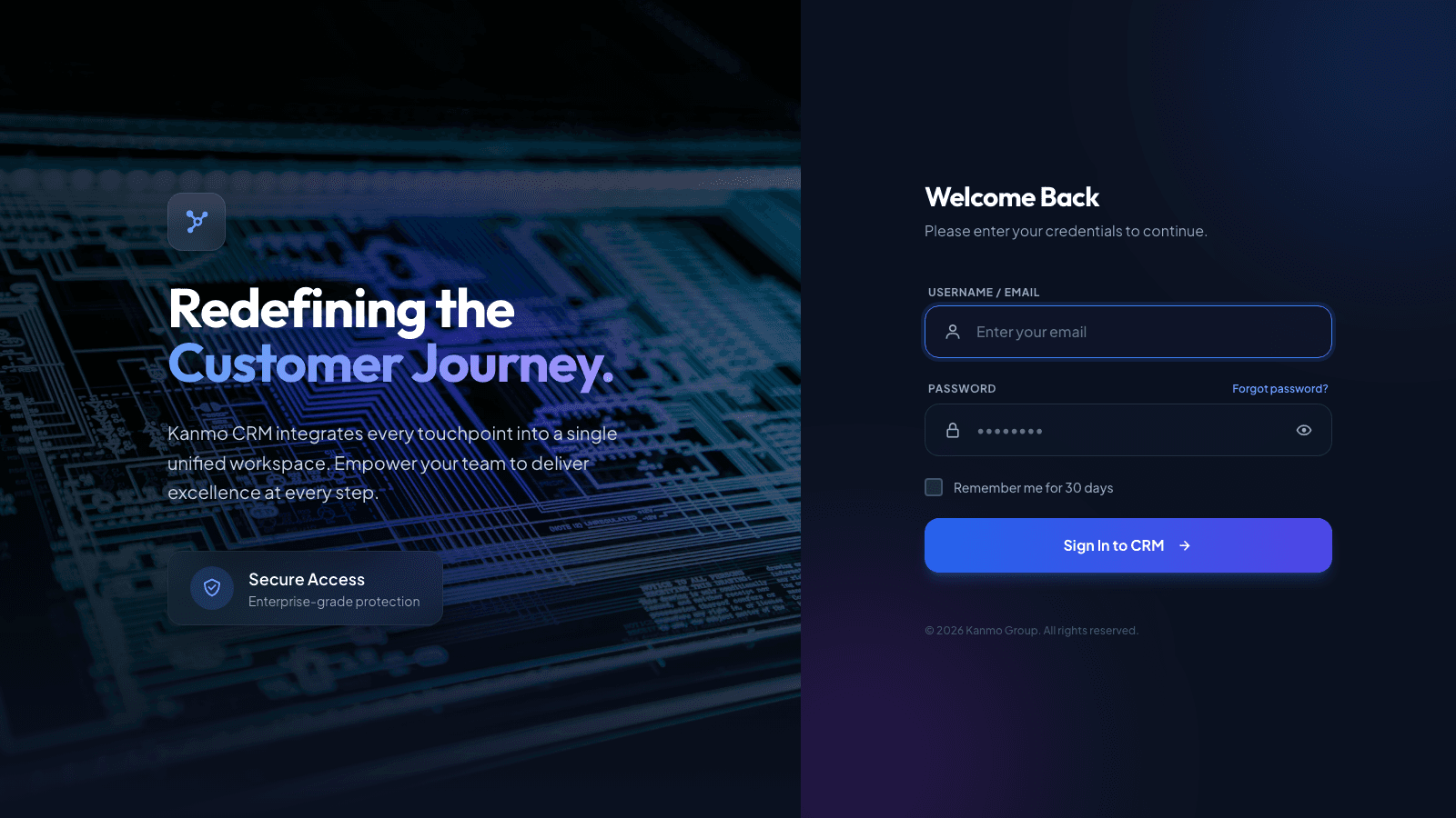 Tampilan prototype Kanmo CRM